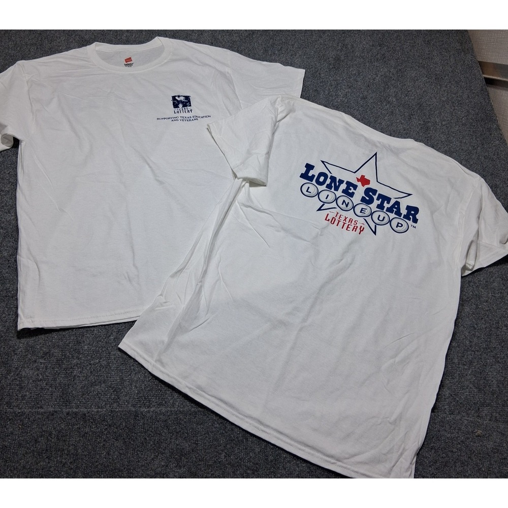 2 Texas Lottery Lone Star Lineup‎ T-Shirt Unisex Large White W Back Graphic